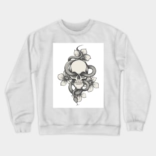 Skull with Snake and Flowers Crewneck Sweatshirt